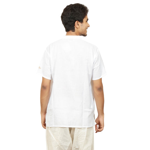 Men Organic Cotton Embroidered Aum Kurta - White