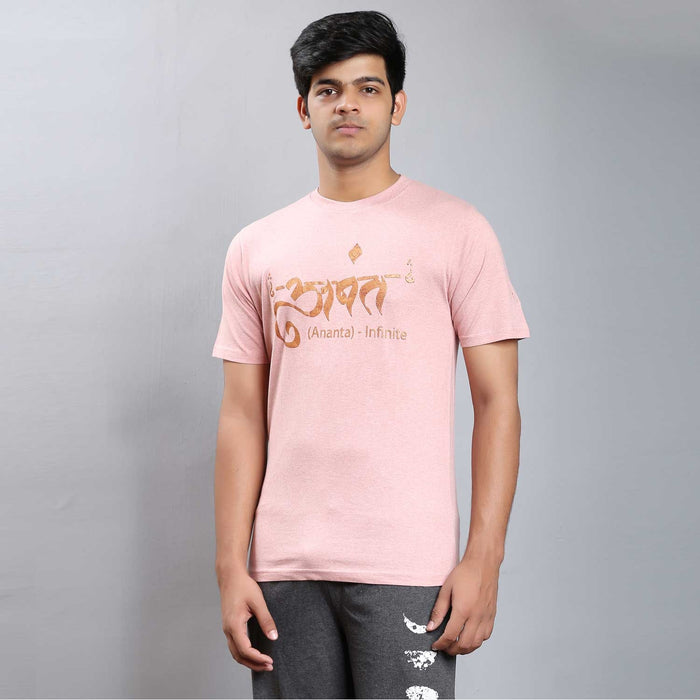 Unisex Peach Cotton Ananta Copper Printed T-Shirt
