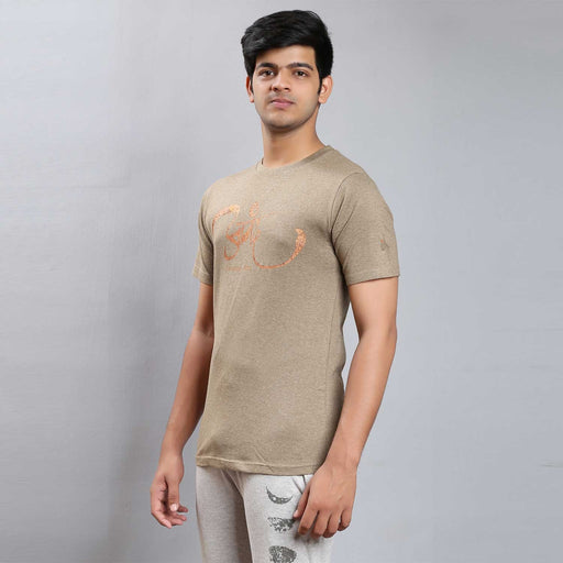 Unisex Cotton Anand Copper Printed T-shirt - Olive