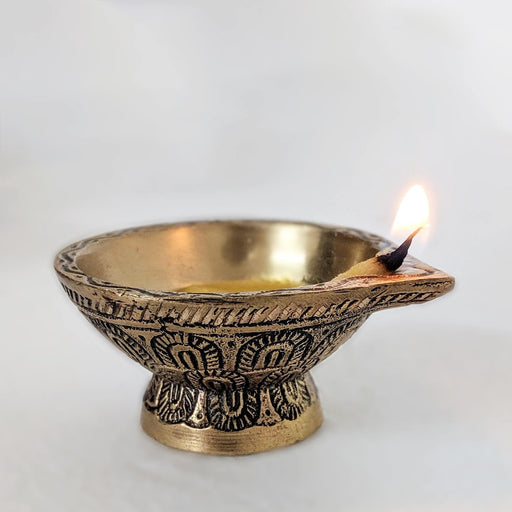 Handcrafted Antique Diya (Deepam) with Base