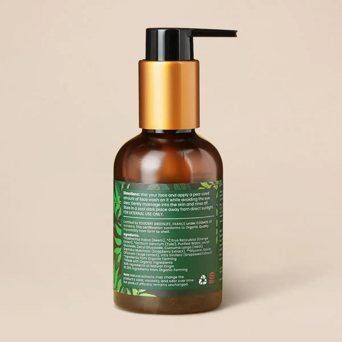 Purifying & Acne Control Organic Face Wash With Neem & Tulsi Extract (Oily Skin) - 100ml