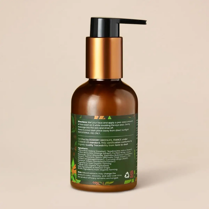 All in 1 Organic Face Wash WIth Sandalwood & Turmeric Extract (All Skin Types) - 100ml