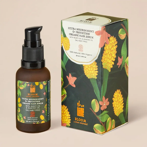 Bloom Extra Nourishment & Protection Organic Hair Serum With Buriti Oil & Almond Oil (All Hair Types) - 30ml