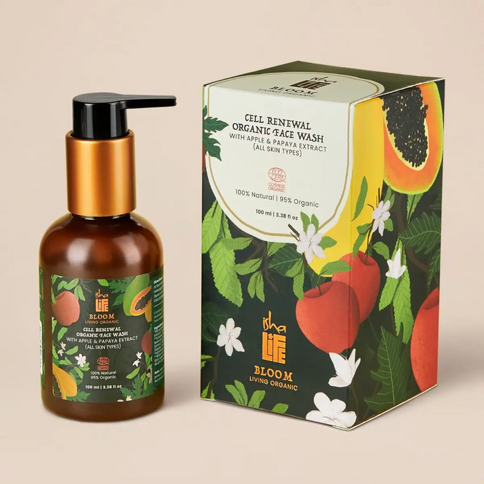 Cell Renewal Organic Face Wash With Apple & Papaya Extract (All Skin Types) - 100ml
