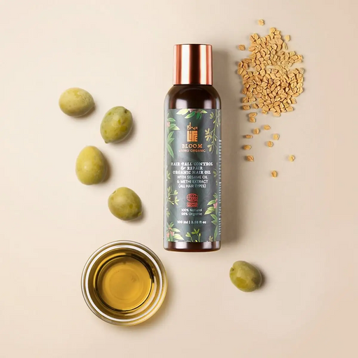 Bloom Hair Fall Control & Repair Organic Hair Oil With Sesame Oil & Methi Extract (All Hair Types) - 100ml