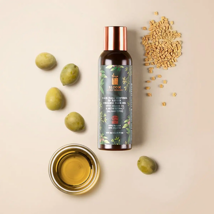 Hair Fall Control & Repair Organic Hair Oil With Sesame Oil & Methi Extract (All Hair Types) - 100ml