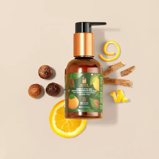 Bloom Shine & Glow Skin Brightening Organic Face Wash With Orange & Licorice Extract (All Skin Types) - 100ml